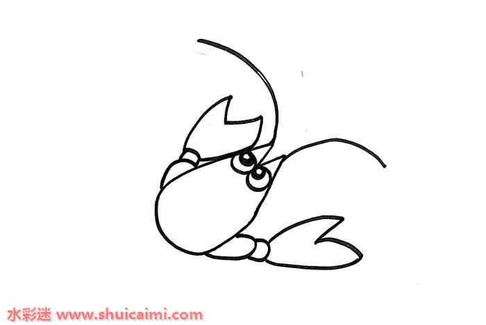 儿童画小虾怎么画 小虾简笔画图片彩色