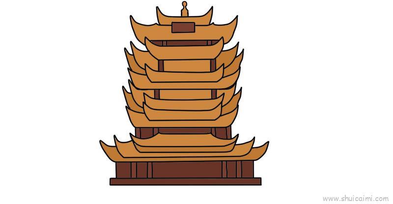 黄鹤楼儿童画怎么画 黄鹤楼简笔画好看