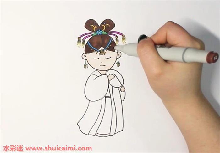古代公主怎么画 古代公主简笔画简单彩色