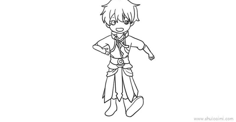 王者荣耀李白儿童画怎么画 王者荣耀李白简笔画图片大全