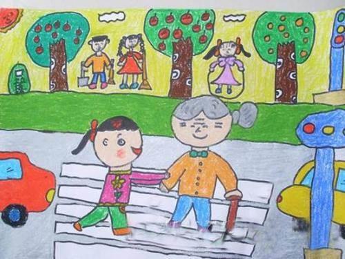 过马路简笔画图片大全 过马路简笔画图片大全彩色