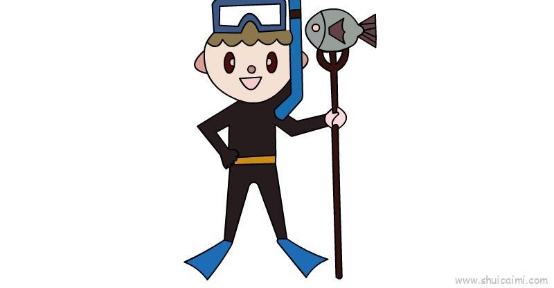 潜水员儿童画怎么画 潜水员简笔画画法