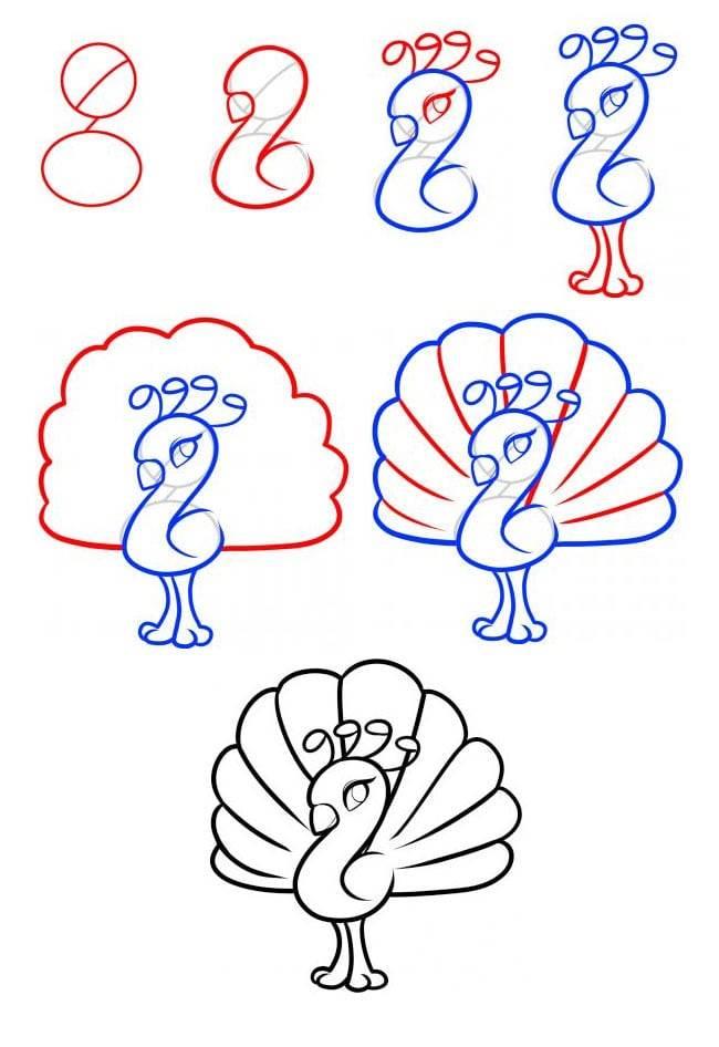 孔雀简笔画图片大全 孔雀简笔画图片大全可爱