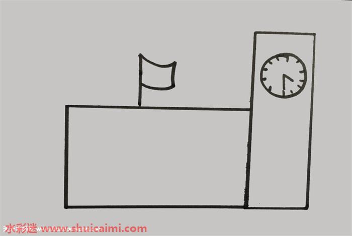 学校怎么画 学校简笔画图片带颜色