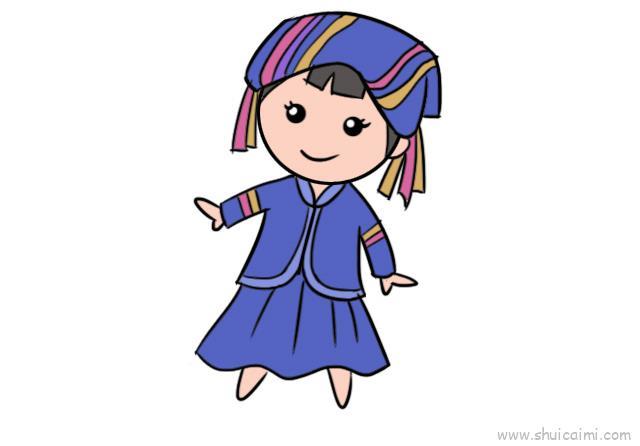 广西少数民族服饰儿童画怎么画 广西少数民族服饰简笔画简单