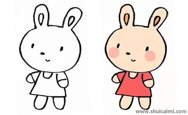 穿裙子的小兔儿童简笔画