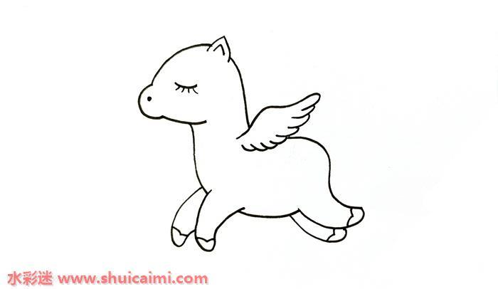 彩色可爱梦幻带翅膀独角兽简笔画怎么画步骤教程