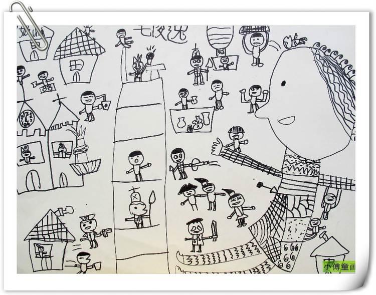 小人国简笔画 大人国与小人国简笔画怎么画