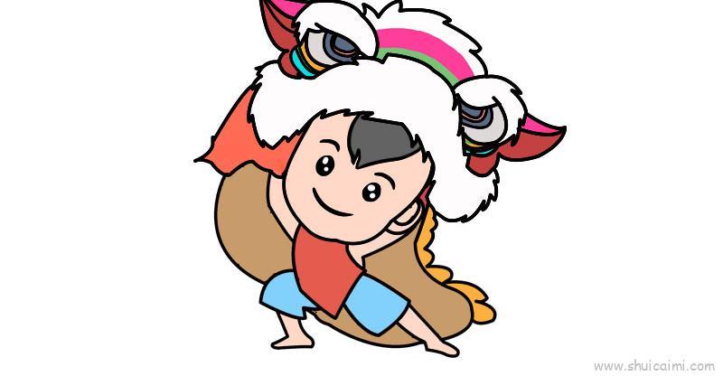 舞狮头儿童画怎么画 舞狮头简笔画教程