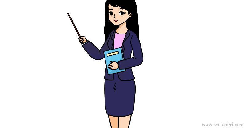 长发老师儿童画怎么画 长发老师简笔画图片