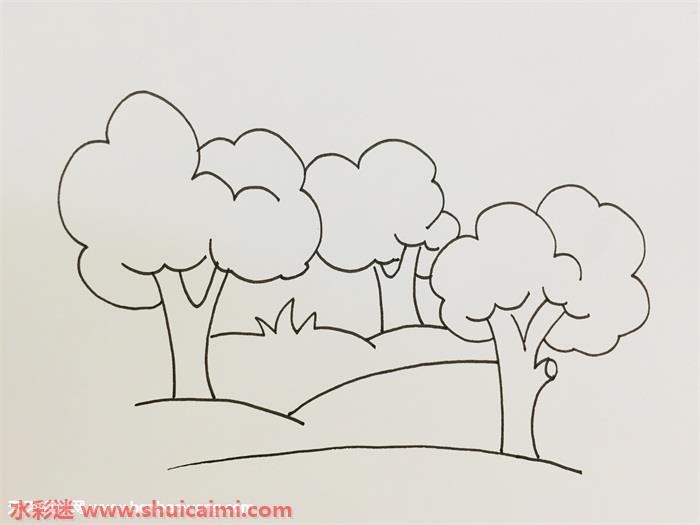 祖先生活的原始森林怎么画 原始森林简笔画简单彩色