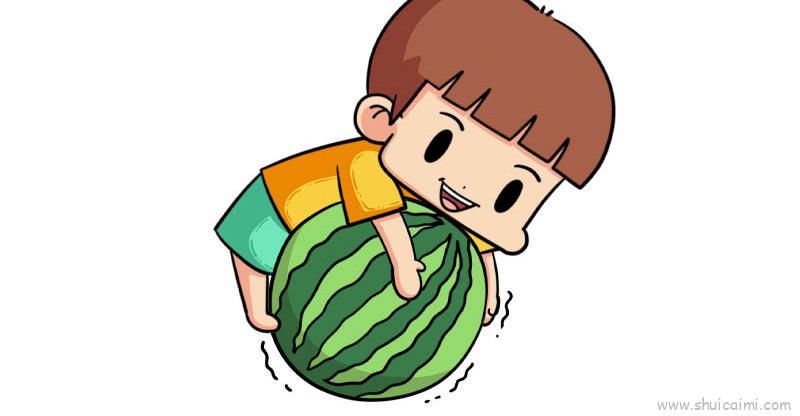 抱西瓜儿童画怎么画 抱西瓜简笔画图片大全