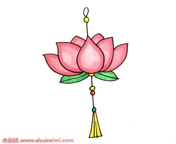 元宵节荷花灯怎么画 元宵节荷花灯简笔画步骤图