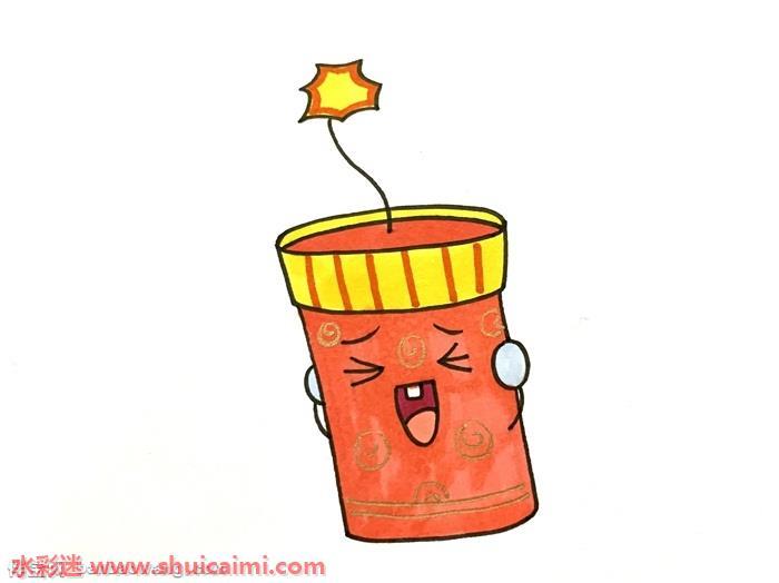春节爆竹怎么画 春节爆竹简笔画彩色