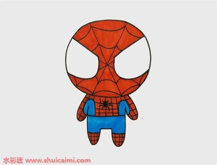 蜘蛛侠儿童简笔画怎么画简单又帅气一步一步教（加涂色）