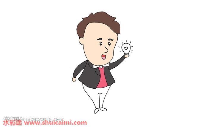 爱迪生与电灯怎么画 爱迪生与电灯简笔画图片大全带颜色