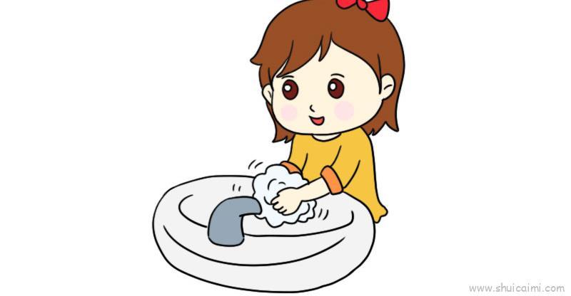 幼儿洗手儿童画怎么画 幼儿洗手简笔画图片