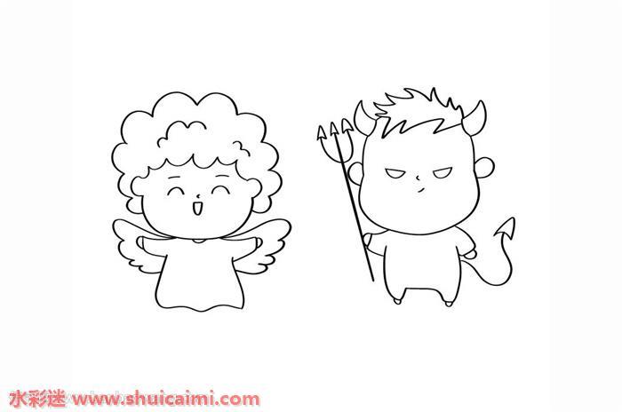 天使与恶魔怎么画 天使与恶魔简笔画漂亮