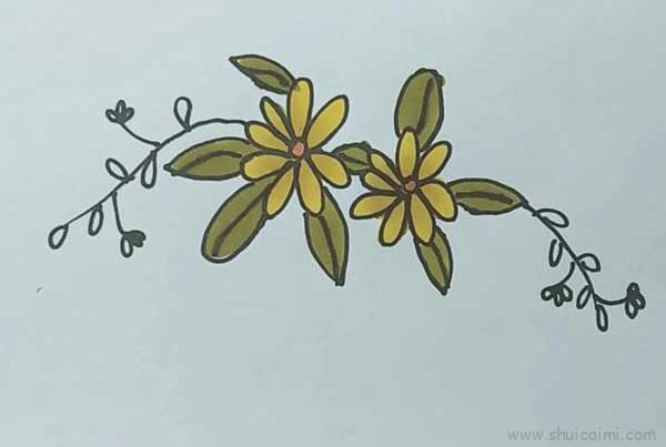 小黄花儿童画怎么画 小黄花简笔画步骤
