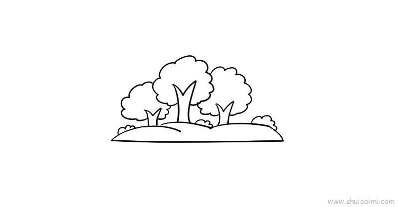 森林儿童画怎么画 森林简笔画顺序