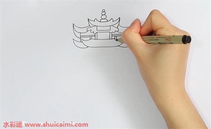 黄鹤楼怎么画 黄鹤楼简笔画步骤图