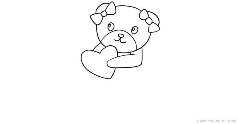 情人节爱心小熊教程儿童画怎么画 情人节爱心小熊教程简笔画画法