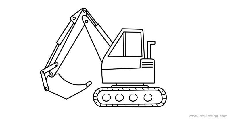 挖机儿童画怎么画 挖机简笔画图片