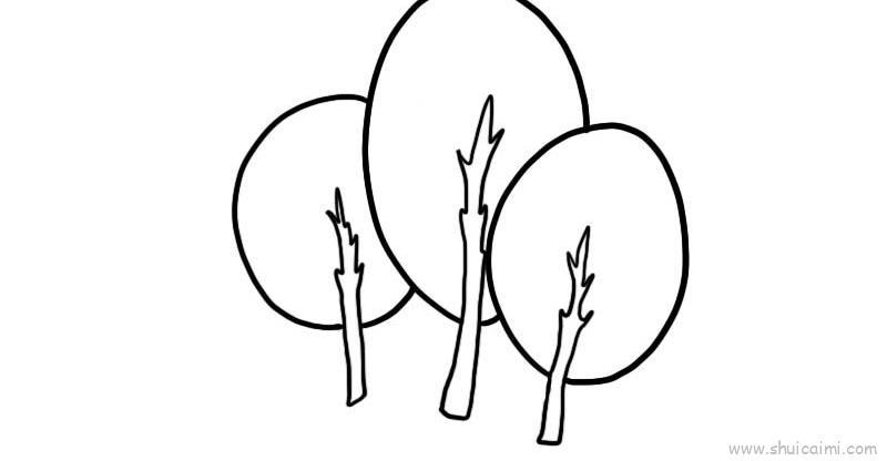 小树林儿童画怎么画 小树林简笔画简单