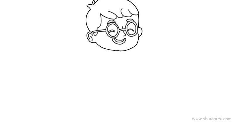 带着泳圈的小男孩卡通简笔画教程