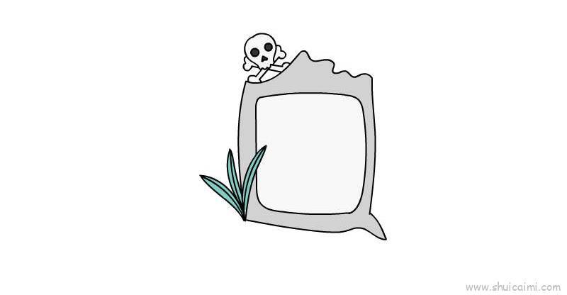 万圣节骷髅头墓碑儿童画怎么画 万圣节骷髅头墓碑简笔画简单