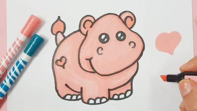 河马简笔画 河马简笔画彩色