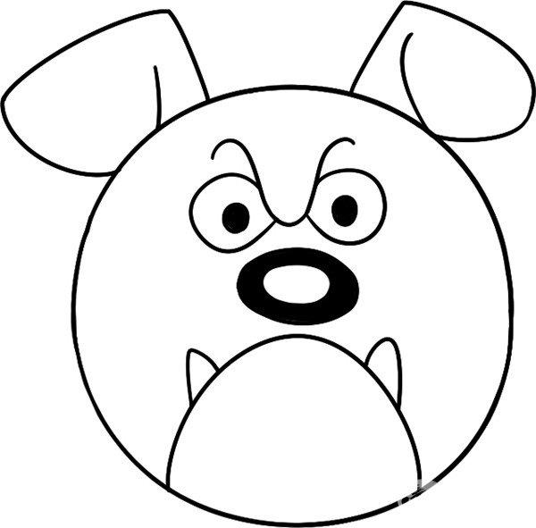 滑稽的牛头犬的简笔画怎么画 滑稽的牛头犬简笔画图片