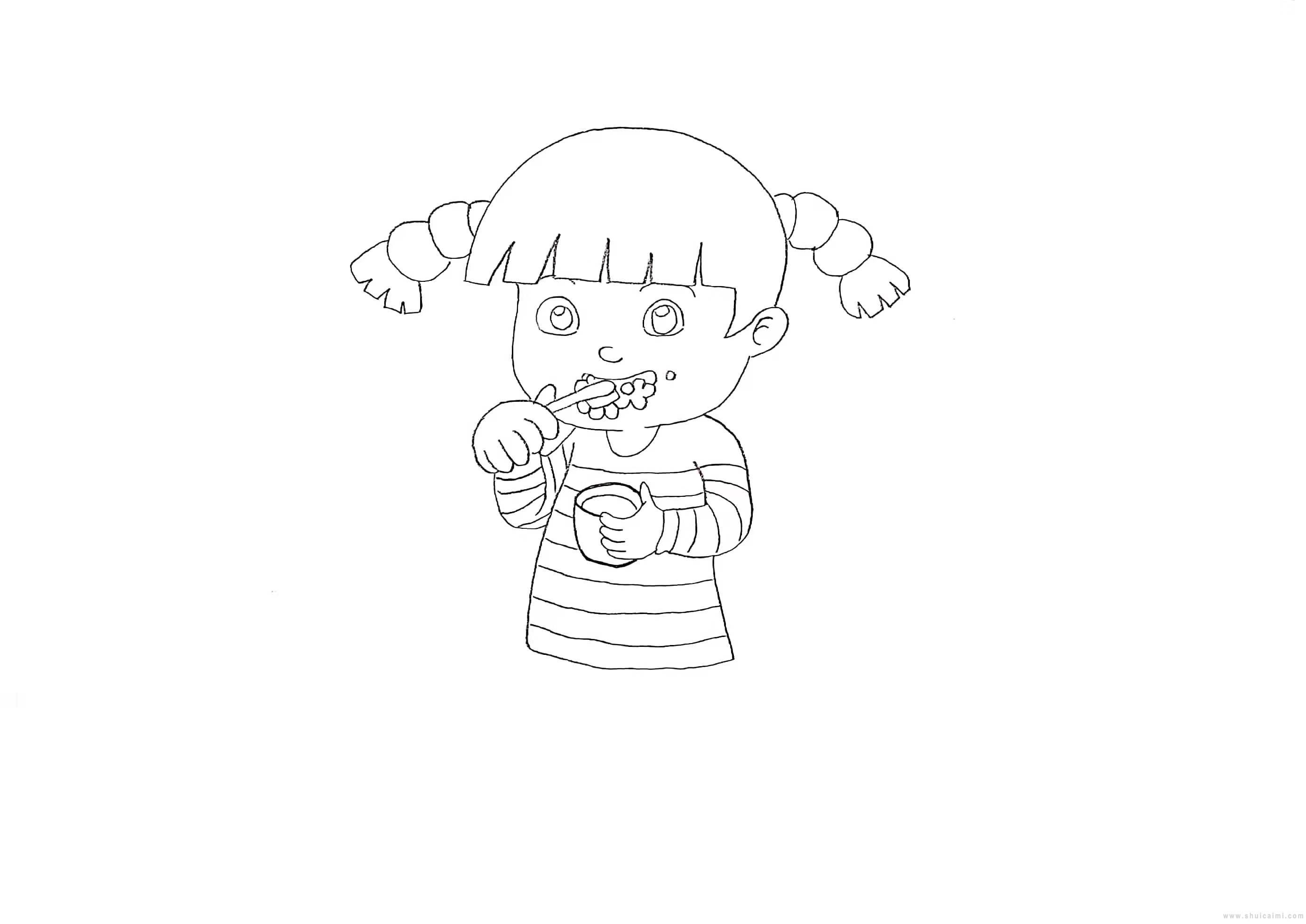 刷牙简笔画怎么画 刷牙简笔画图片
