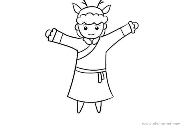 鄂伦春族服饰儿童画怎么画 鄂伦春族服饰简笔画图片