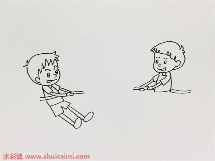 小朋友拔河怎么画 小朋友拔河简笔画画法