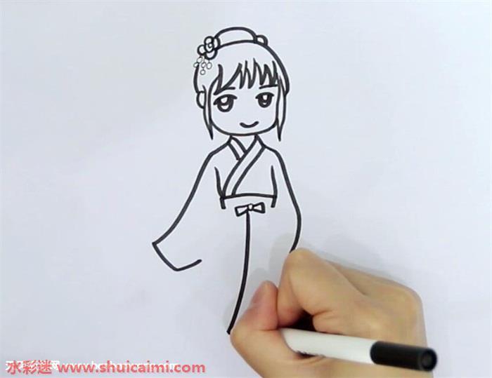 汉服女孩怎么画 汉服女孩简笔画简单彩色