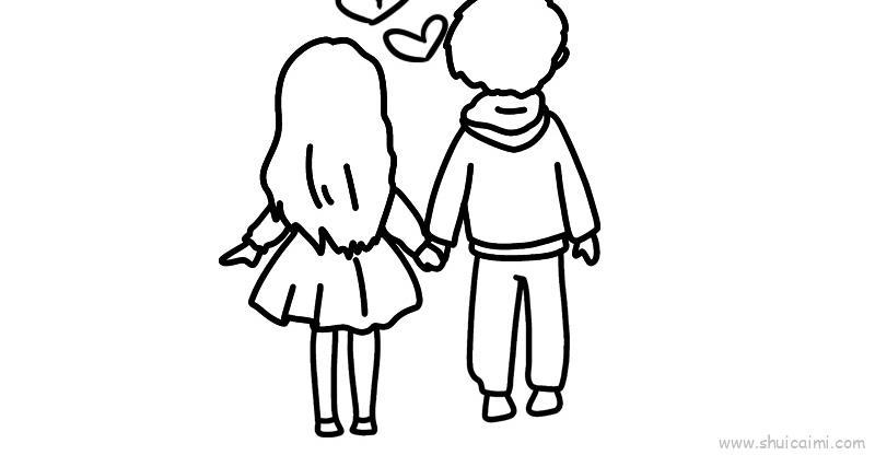 情人节情侣儿童画怎么画 情人节情侣简笔画图片大全