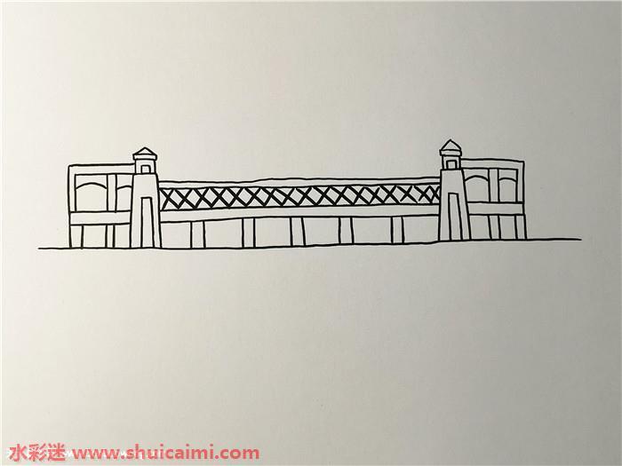 武汉长江大桥怎么画 武汉长江大桥简笔画图片带颜色