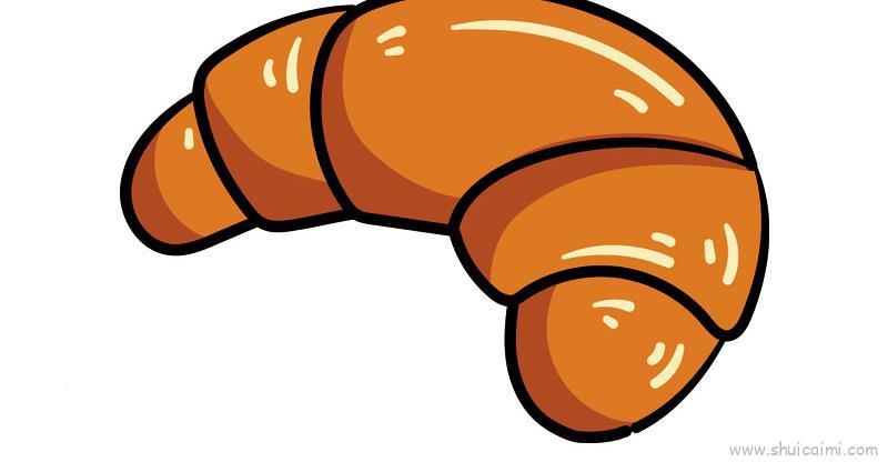 牛角包儿童画怎么画 牛角包简笔画步骤