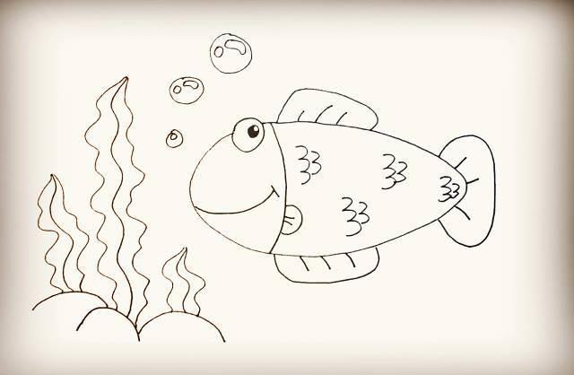 儿童简笔画小鱼 3-6岁儿童简笔画小鱼