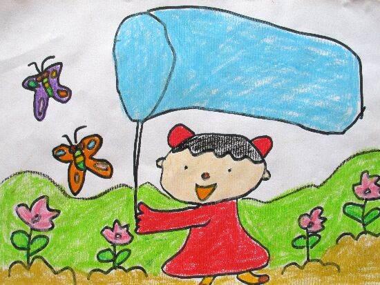 扑蝴蝶简笔画大全风景 扑蝴蝶图画