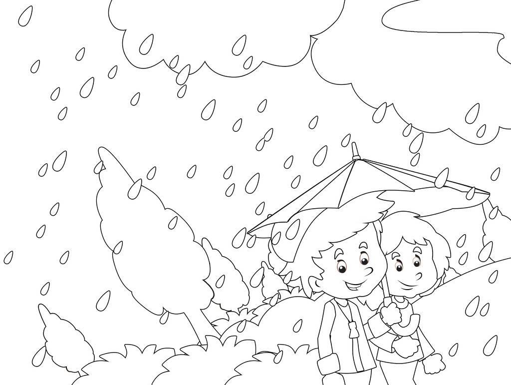 下雨简笔画 下雨简笔画彩色图片