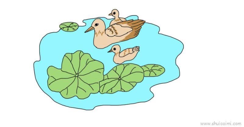池塘里的小鸭简笔画绘画教学