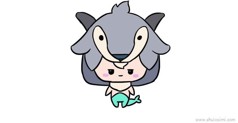 十二星座q版萌图摩羯座儿童画怎么画 十二星座q版萌图摩羯座简笔画步骤