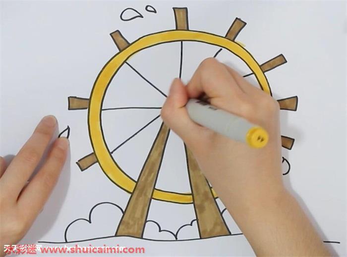 水车怎么画 水车简笔画简单好看带颜色
