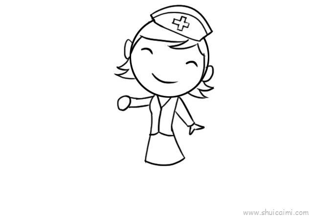 护士打针儿童画怎么画 护士打针简笔画图片