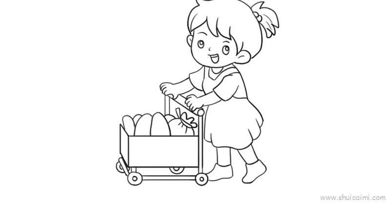 画超市购物儿童画怎么画 画超市购物简笔画顺序