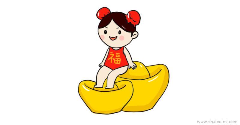 元宝小女孩儿童画怎么画 元宝小女孩简笔画简单又好看