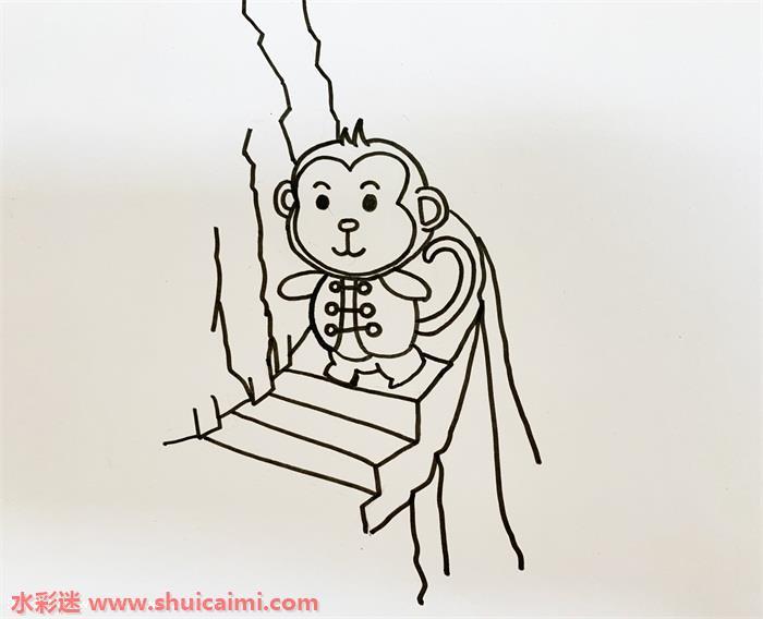 小猴子下山简笔画怎么画图片彩色