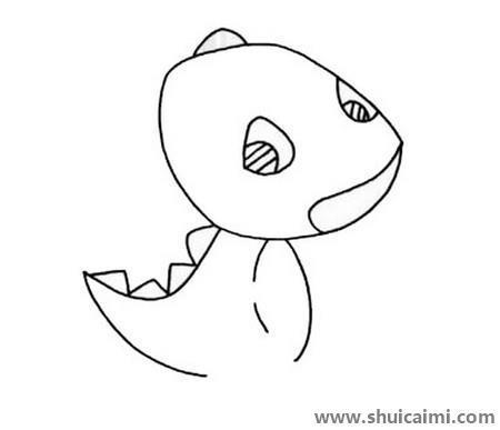 跟着步骤来学画一只可爱的霸王龙简笔画